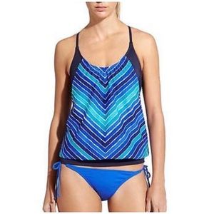 ATHLETA Blousy Tankini Top Caspian Blue 34 B/C